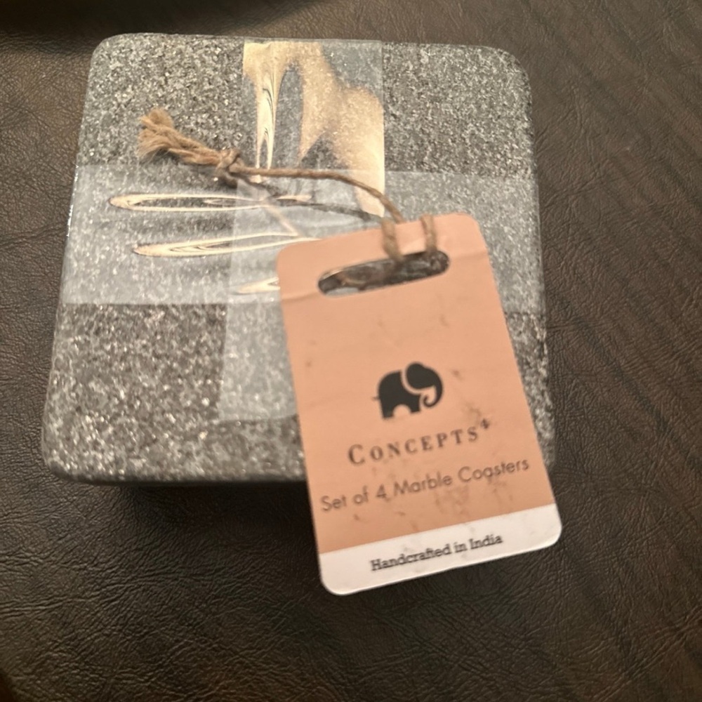 Concepts Handcrafted Gray Marble Coasters Set
